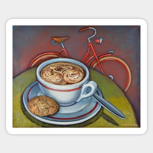 Red Dutch Bicycle with Cappuccino and Amaretti Sticker